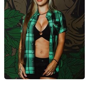 Dixxon Green Plaid Women's Top